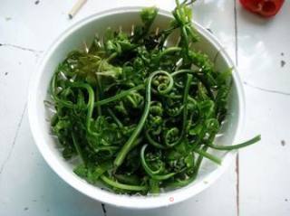 Stir-fried Water Fern with Tempeh and Tomato recipe