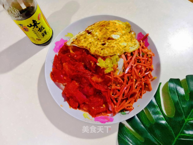 #夏快手菜#tomato Ham Cold Noodles recipe