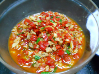 Steamed Tofu with Minced Pepper and Minced Pork recipe