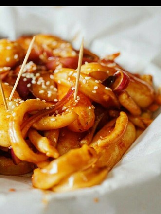 Sauce-flavored Squid Fried Rice Cake recipe