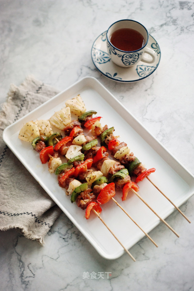 Chicken Skewers with Pineapple and Vegetables recipe