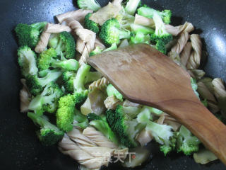 Fried Mustard Slices with Broccoli and Bean Tendon recipe