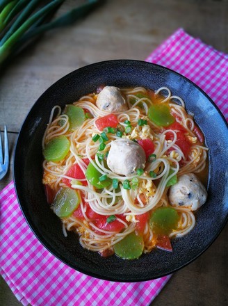 Tomato Noodles with Meatballs recipe