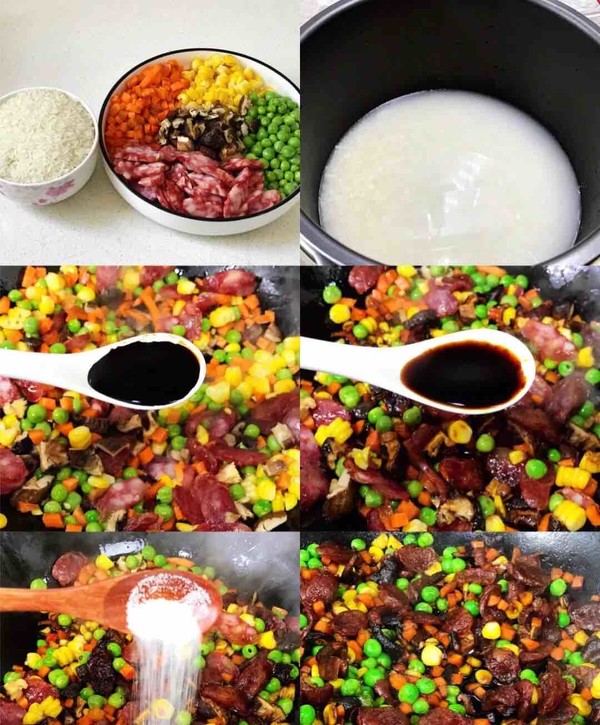 Cantonese Sausage Braised Rice recipe