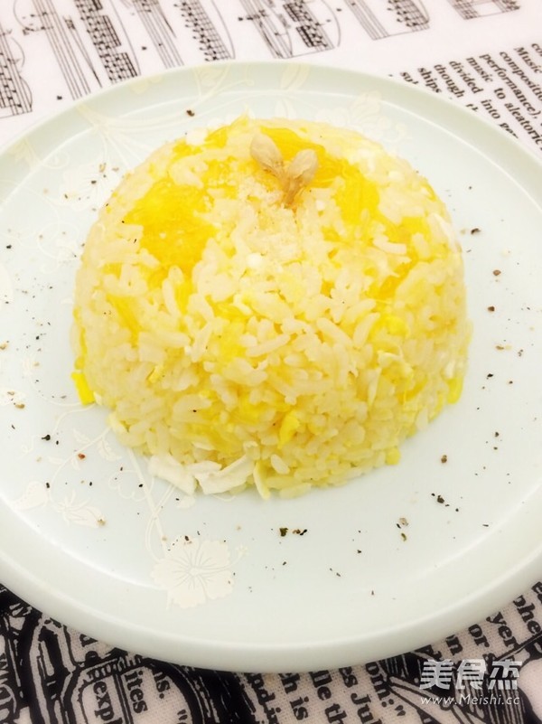 Fried Rice with Orange Cheese and Egg recipe