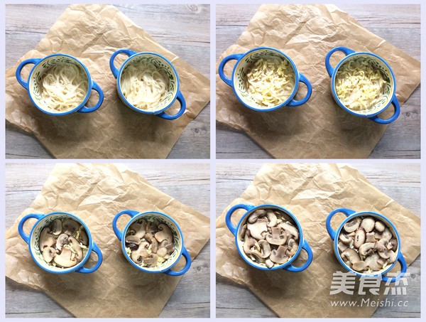 Baked Noodles with Fresh Mushroom and Cheese recipe