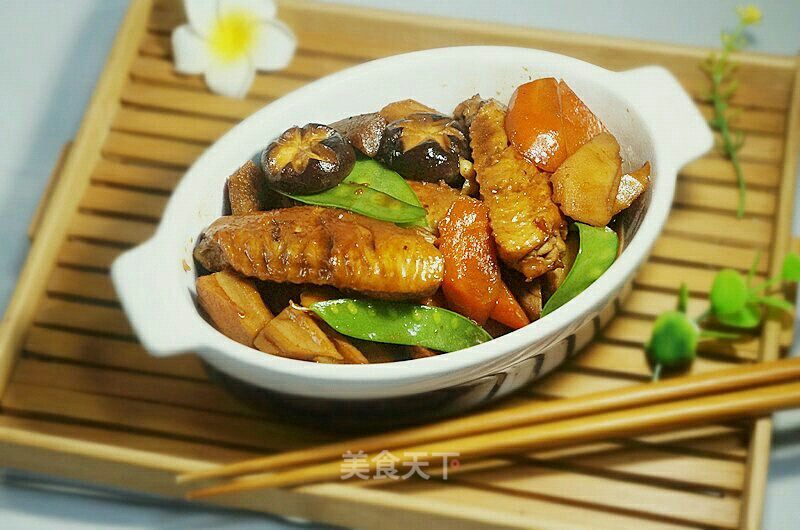 Roasted Chicken Wings with Burdock and Lotus Root recipe