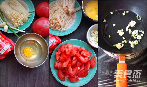 Tomato and Enoki Mushroom Egg Soup recipe