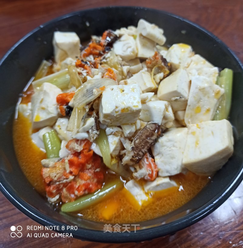 Braised Tofu with Crab Roe and Scallion recipe