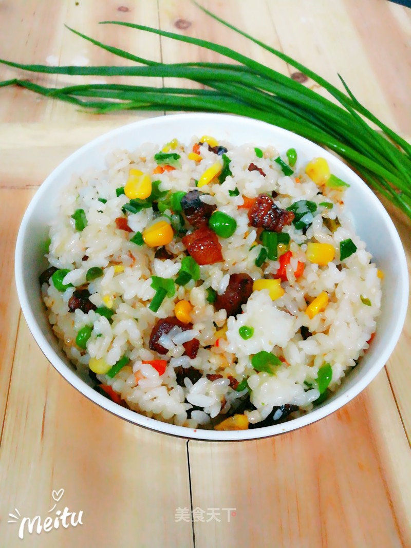 Fried Rice with Sauce and Mixed Vegetables recipe