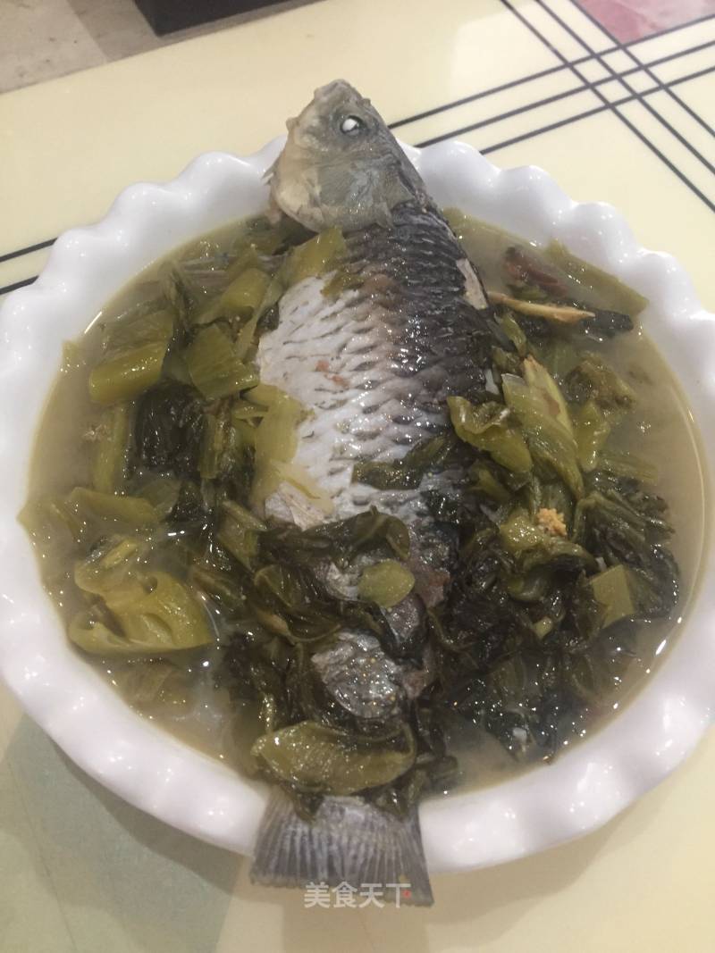 Braised Crucian Carp with Pickled Cabbage and Salted Plum recipe