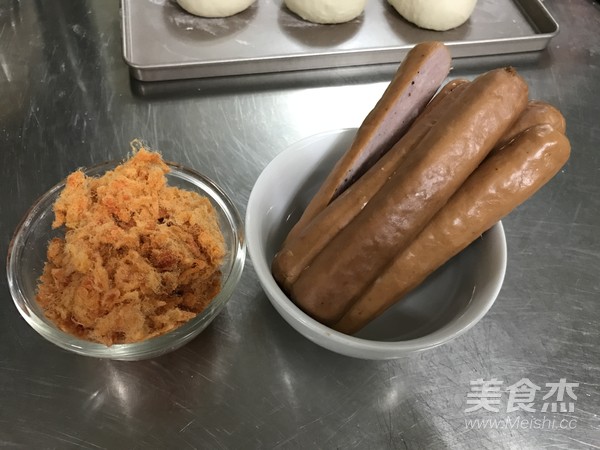 Pork Floss Sausage Buns recipe