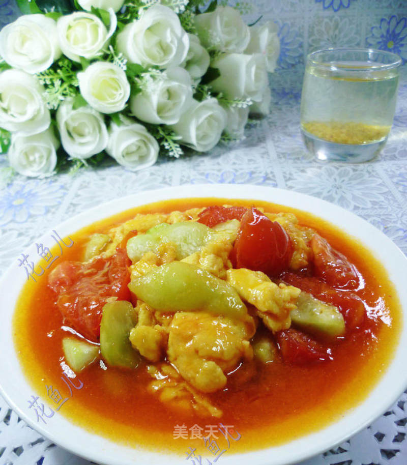 Scrambled Eggs with Tomato and Loofah recipe