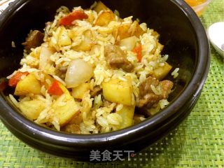 Clay Potato Beef Claypot Rice recipe