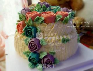 Double Butter Decorated Cake recipe