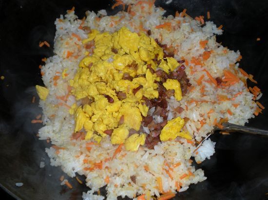 Sausage Carrot Egg Fried Rice recipe