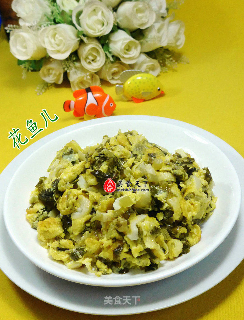 Scrambled Eggs with Pickled Vegetables and Bamboo Shoots recipe
