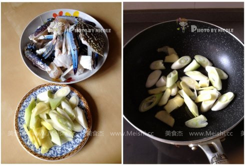 Fried Crab with Ginger and Spring Onion recipe