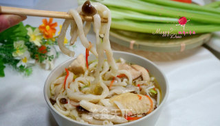 Chicken Wing Mushroom Soup Hand Rolled Noodles recipe