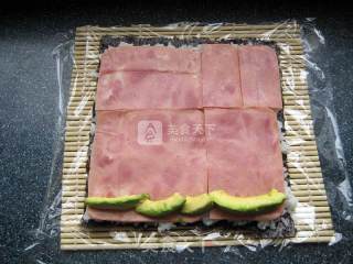 Avocado Ham Sushi-two Rolls and Two Different Colors recipe