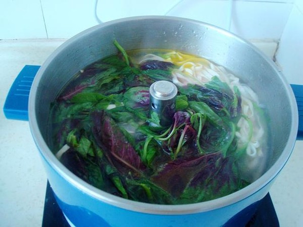 Red Amaranth Boiled Noodles recipe