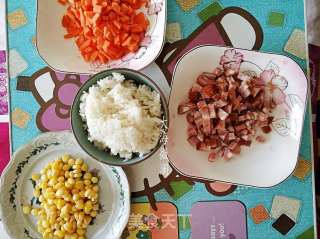 Stir-fried Rice with Vegetable Red Sausage recipe