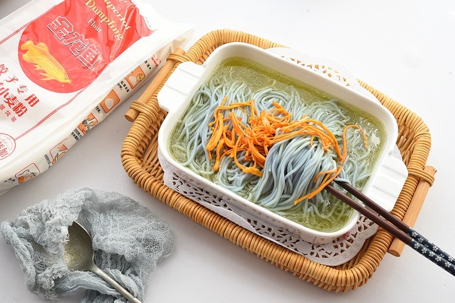 Butterfly Pea Chicken Noodle Soup recipe
