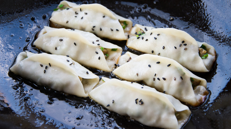 Leek and Fresh Meat Open Pot Stickers recipe