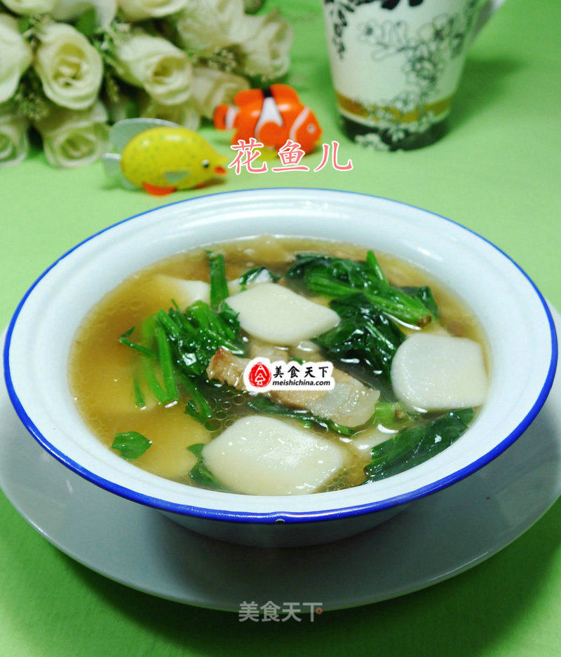 Pork Spinach Rice Cake Soup recipe