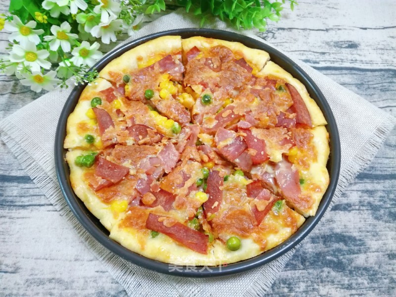 Pea Corn Ham Pizza recipe