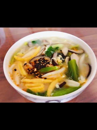 Three-color Mushroom Soup ✂️ Scissors Noodles recipe