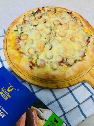 Italian Cheese Beef Sausage Thin Pizza with Vegetables recipe