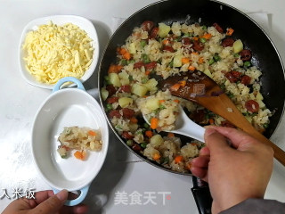 Microwave Sausage and Cheese Baked Rice recipe