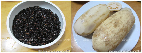 Coconut Black Glutinous Rice with Sugar Lotus Root recipe