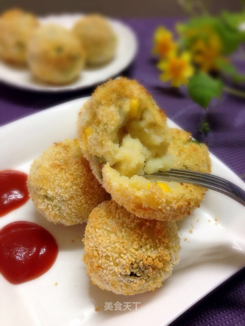 Oil-free Golden Potato Balls recipe