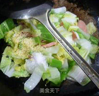 Stir-fried Baby Vegetables with Green Pepper and Ham recipe