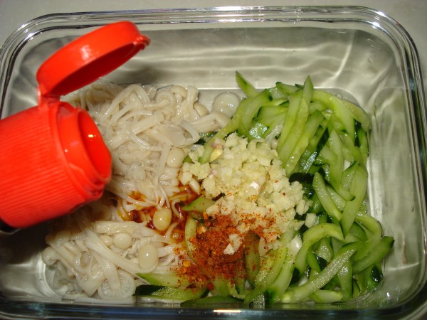 Enoki Mushroom and Cucumber Salad recipe