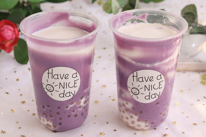 Low-fat, Low-calorie, Sugar-free Taro Milk with Taro Balls recipe