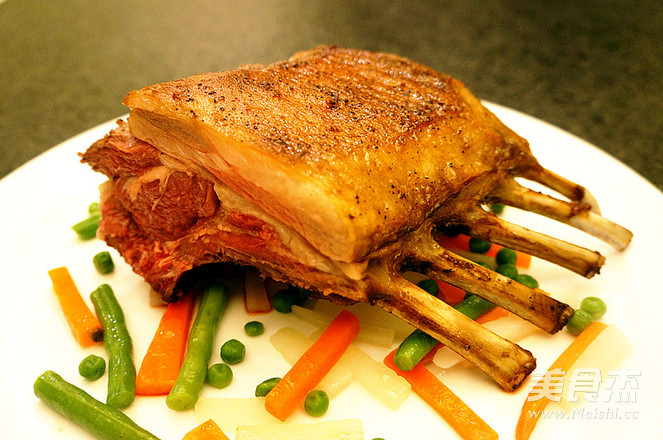Grilled Lamb Rack with Garden Seasonal Vegetables recipe