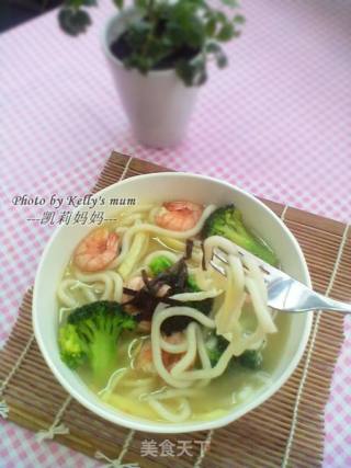 Shrimp Udon in Abalone Sauce recipe