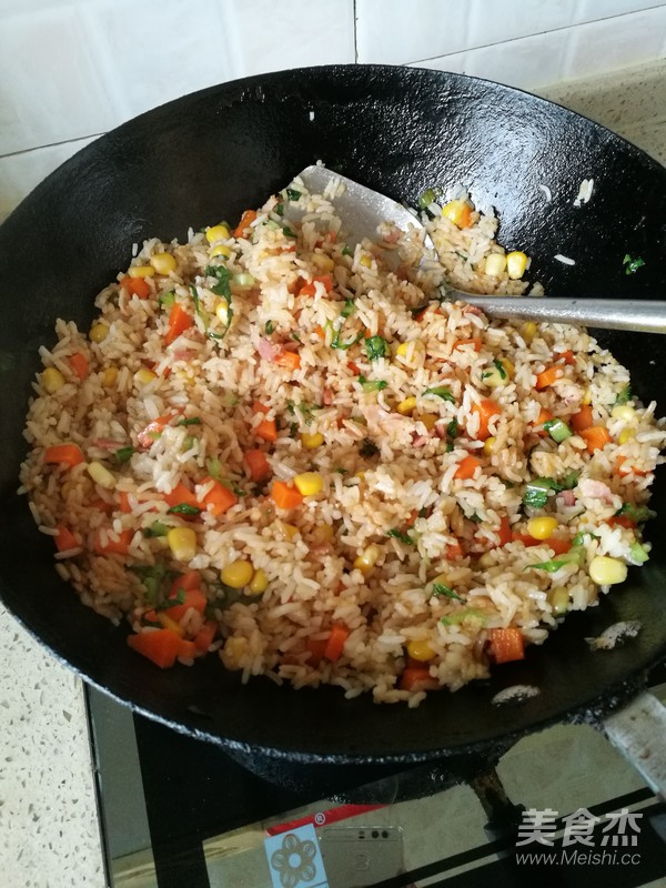 Fried Rice with Bacon, Corn and Carrots recipe