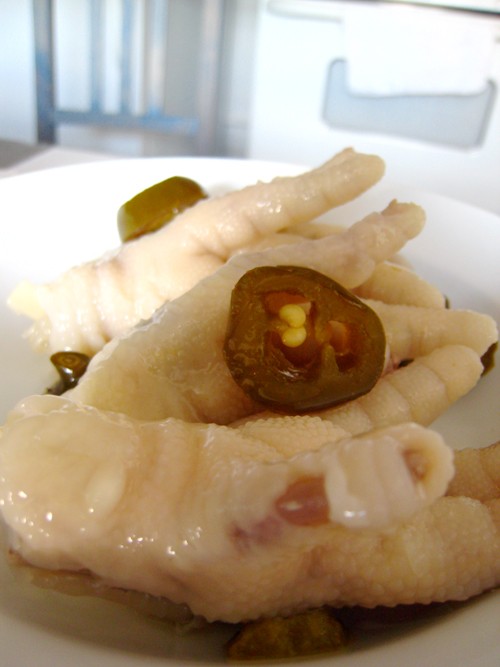 Pickled Chicken Feet with Mexican Pickled Peppers recipe