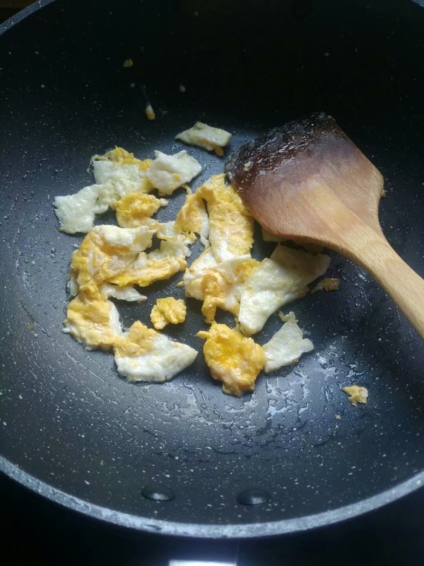 Scrambled Eggs with Sweet Potato Leaves and Shrimp Paste recipe