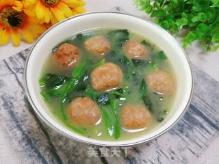 Spinach Soup with Water Chestnut Meatballs recipe