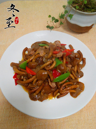 Stir-fried Pork with Nameko and Mushroom recipe