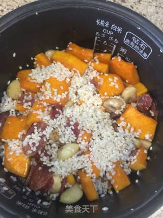 Lazy Version Pumpkin Mushroom Sausage Rice recipe