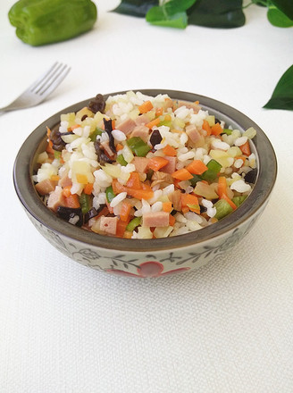 Fried Rice with Beef Sausage and Seasonal Vegetables