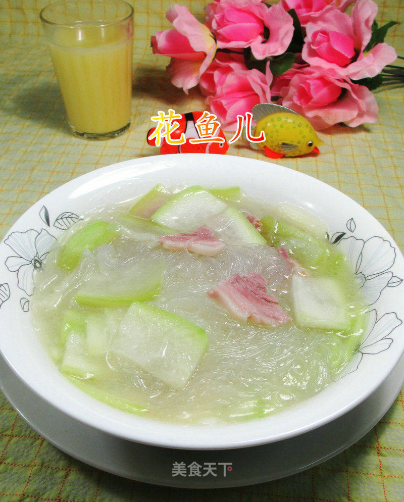 Boiled Vermicelli with Bacon and Long Melon recipe