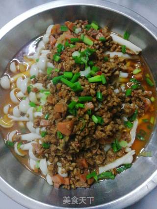 Steamed White Mushroom with Minced Meat recipe