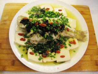 Steamed Sea Bass with Olive Vegetables recipe